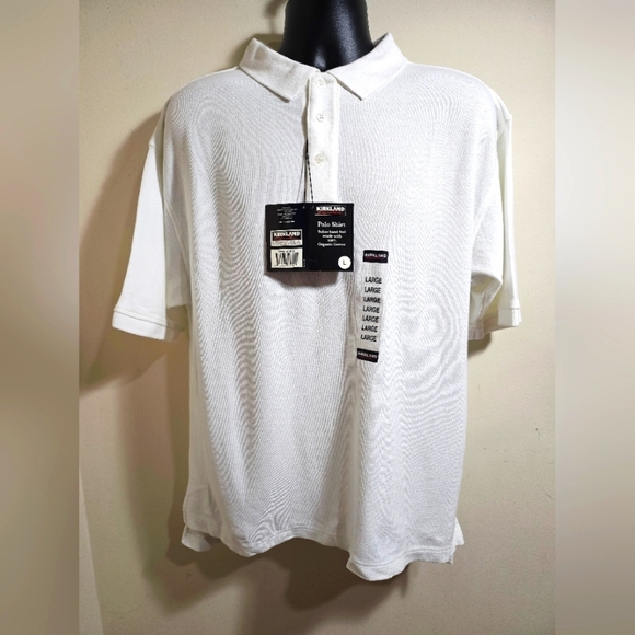 Kirkland Signature Other - NEW Kirkland Signature Men's White Polo Shirt Large Organic Cotton
